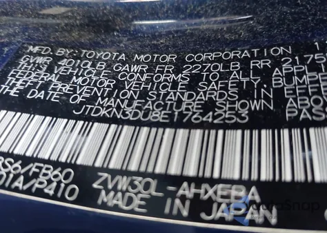 2014 Toyota Prius Two z USA, uszkodzony, nr VIN JTDKN3DU8E1764253